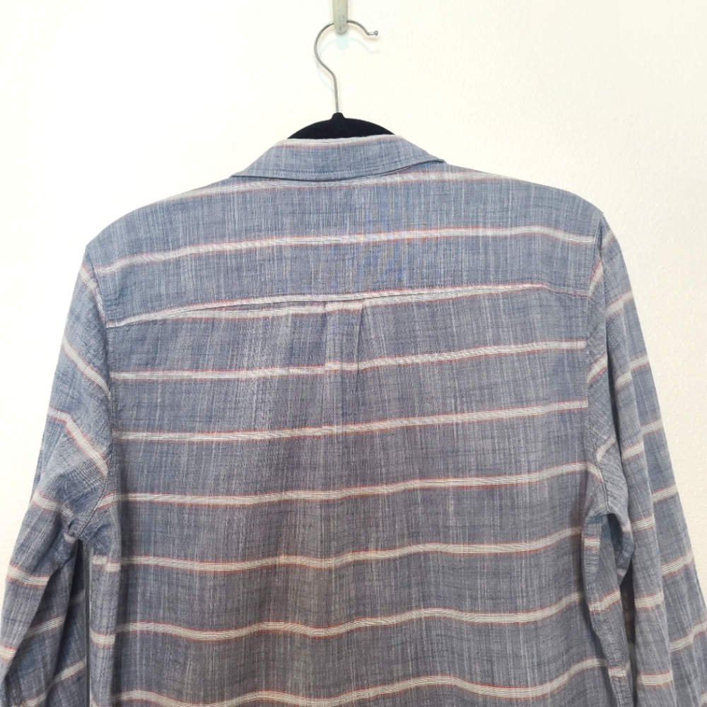 Marine Layer Grove Stripes Cotton 100% Button Down Shirt Indigo Blue - Picture 11 of 11